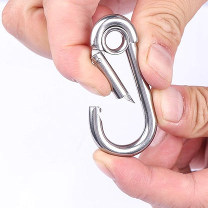 5pcs 14'' Stainless Steel Carabiner Clip Spring Snap Hook Link with Eyelet, 250lb Load, 2-38 Inch Length