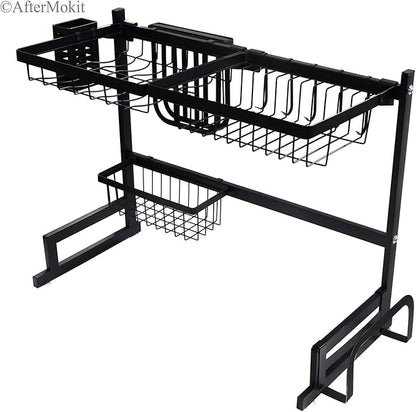 RV Kitchen Sink Rack Motorhome Over The Sink Dish Rack for 25 inch and Less Bowl Counter Space Dish Drying Rack for 27 inch and Up Cabinet Opening 26W x 21H x 13D Black Stainless Steel