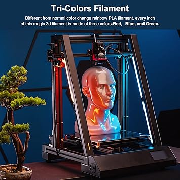 PATIKIL 3D Printer Filament, 1.75m 1KG, Tri-Colors Red Blue Green Changing PLA Filament Silk Magic PLA Filament 1.75 -0.02mm 1kg2.2lbs