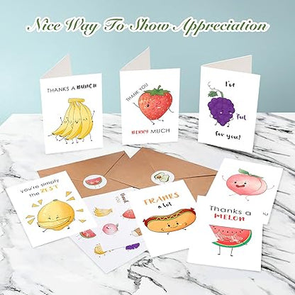 40 Funny Thank You Cards with Envelopes & Stickers, 4Ã—6 in Cute Pun Cards Assorted Blank Greeting Cards, Boxed Bulk Note Cards for Friends Teachers Business Coworker Employee Appreciation