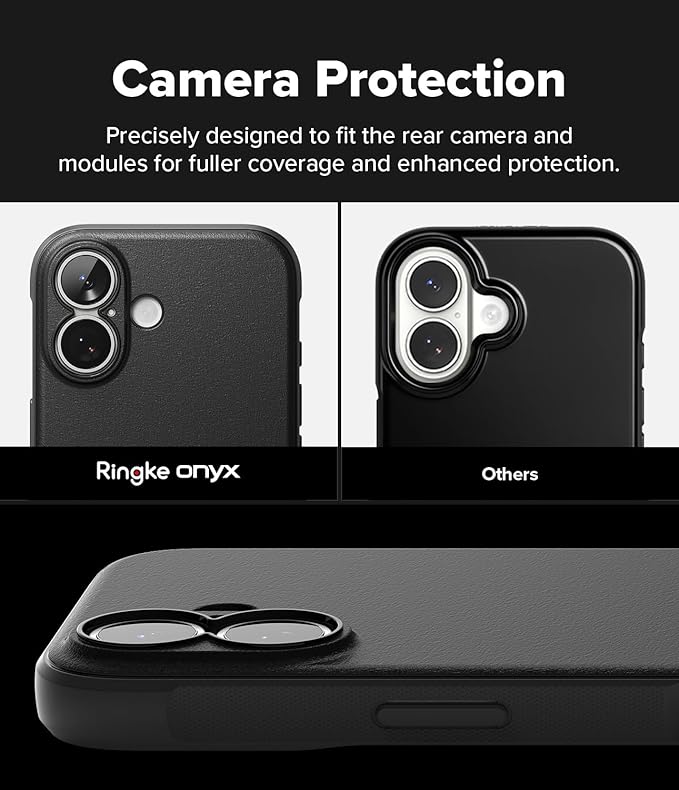 Ringke Onyx for iPhone 17 Case, [Feels Good in The Hand] Oil & Dirt Resistant, Individual Lens Covers for Cameras, Non-Slip Enhanced Grip Lightweight Cover - Black
