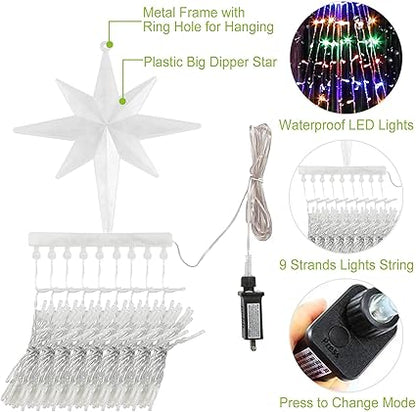 Christmas Decoration Star Lights Outdoor,317 LED 16.4Ft Christmas Tree Toppers String Lights8 Modes Waterproof for Halloween Xmas New Year Holiday Birthday