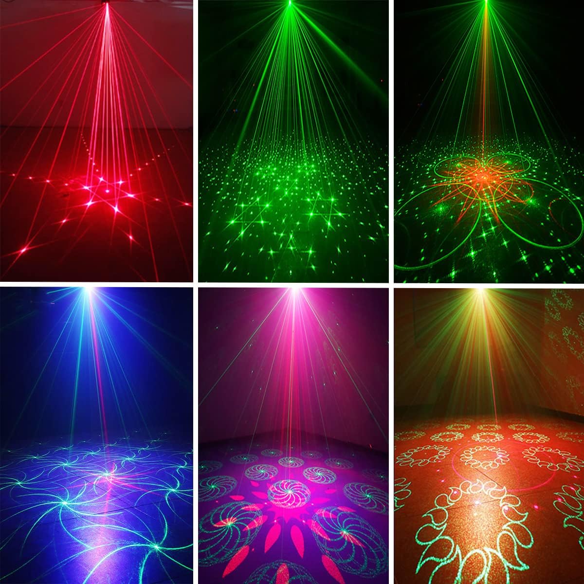 Party Lights Dj Disco Lights, Strobe Stage Light Sound Activated Laser Llights Projector with Remote Control for Parties Bar Birthday Wedding Holiday Event Live Show Xmas Decorations Lights (remote control missing)