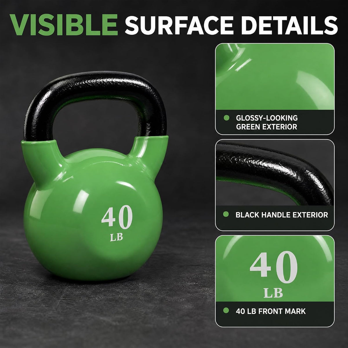 Fitvids All-Purpose Vinyl Coated Kettlebell, 40 lb