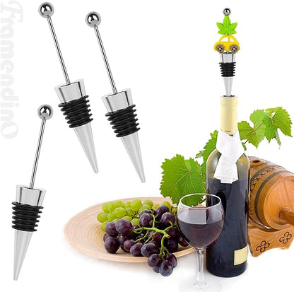 Framendino, 17 Pack Beadable Travel Corkscrew Bottle Opener with Wine Stoppers Set Beaded Stopper Cork Remover for Kitchen Bar Restaurant