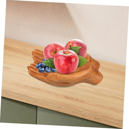 DECHOUS Elegant Hand Carved Wooden Bowl Table Decor Key Holder Wooden Snack Bowl Home Artistry