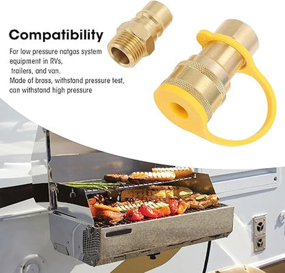 3pcs Gas Quick Connect Fittings, Gas Fittings Brass Gas Quick Connect Adapter Kit for Rv Trailer Van