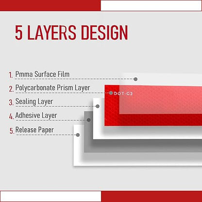 DOT-C2 Reflective Tape 2 Inch X 100 Feet Red White Reflector Adhesive Conspicuity Outdoor Waterproof Tape for Trailers, Trucks, Vehicles, Driveway, Boats, Signs (100 FT)