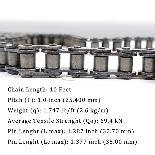 findmall 80 Roller Chain 10 Feet with 1 Replacement Connecting Links, 120 Links, Carbon Steel