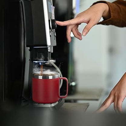 VEGOND 14 oz Insulated Coffee Mug with Handle, Stainless Steel Travel Coffee Mug with Lid, Double Wall Vacuum Metal Coffee Cup, Coffee Tumbler Powder Coated, Red 1 Pack
