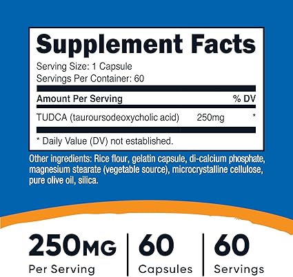 Nutricost Tudca 250mg, 60 Capsules (Tauroursodeoxycholic Acid) - Premium Quality