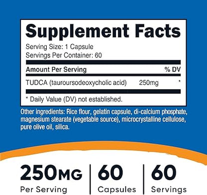 Nutricost Tudca 250mg, 60 Capsules (Tauroursodeoxycholic Acid) - Premium Quality