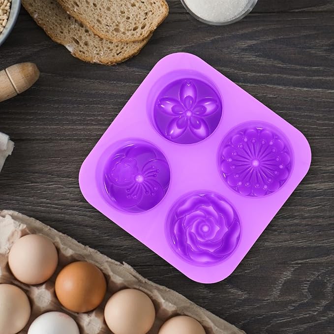 EXCEART 1pc Handmade soap Mold Silicone Candle Candy Making Form Resin DIY Tools Cupcake Casting molds Flower Shape Cake Rose Candle Flower Mold Paper Cup Non Stick Purple