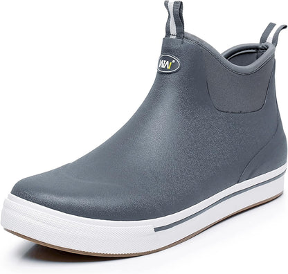 WTW Unisex Rain Boots for Men and Women Waterproof Rubber Fishing Deck Boots Neoprene Boots Slip on Ankle Garden Shoes
