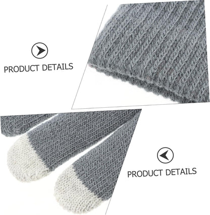 Ipetboom 2 pairs Gloves for Full Finger Knitted Mitts and Windproof Lined Warm Touchscreen Gloves for Cold Weather Activities (Maroon + Black pair)