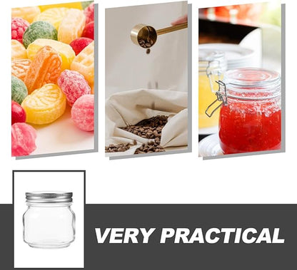 VOSAREA 3pcs Sealed Jar Mason Jar Candy Dispenser Honey Dispenser Jam Containers Food Storage Container Transparent Containers Small Jar with Lid Jars for Kitchen Clear Jars Glass