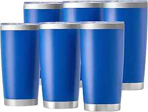 OMTech 20oz Tumblers Bulk, 6pc Stainless Steel Tumbler Set with Lid  Straw, Double Wall Vacuum Insulated Mug for Laser Engraver, Travel Coffee Mug for Hot  Cold Drinks, Navy Powder Coated Cup