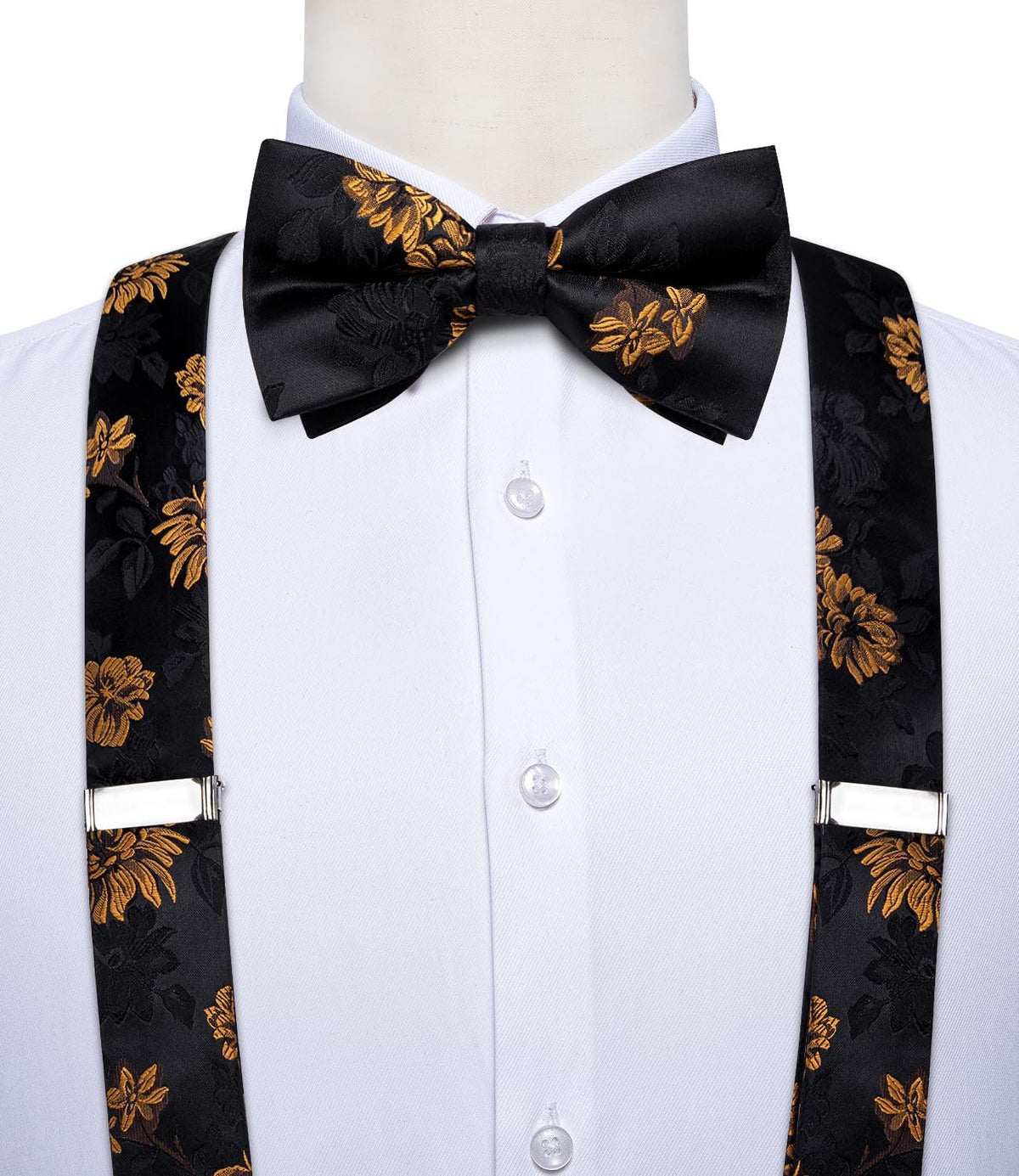 DiBanGu Paisley Bow Tie and Supenders for Men Tuxedo Heavy Duty 6 Clips Suspender Adjustable Y-Shape Mens Trouser Braces