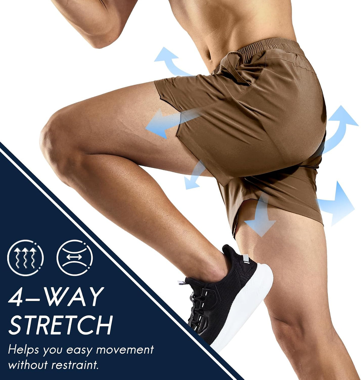 GYM REVOLUTION 5 Inch Mens Dry Fit Running Athletic Shorts with Pockets, Water Resistant Lightweight Quick Dry Gym Workout Shorts