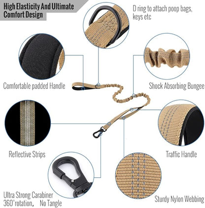 Tactical Dog Collar Adjustable Military Dog Collar Nylon Dog Collar with Control Handle Heavy Metal Buckle for Medium and Large Dogs with Airtags Case(XL, Brown-Set)