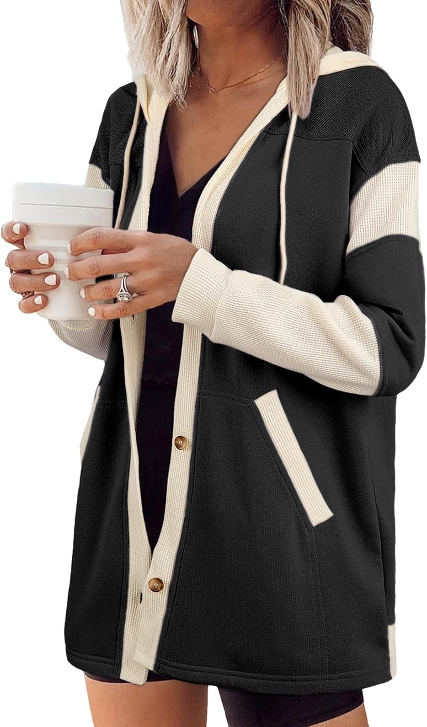 Size Large. SHEWIN Jackets For Women Casual Long Sleeve Button Down Hoodies Shackets Womens Fall Fashion 20256