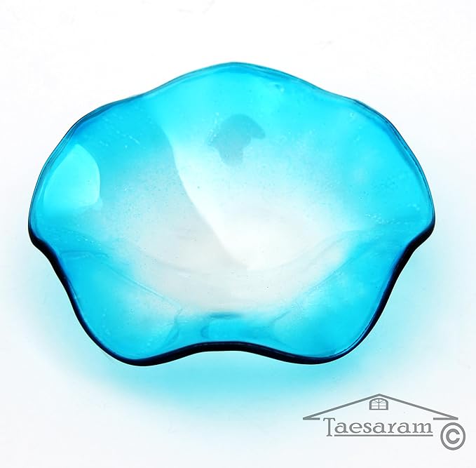 Wavy Wax Warmer Replacement Dish Vibe Color Wax Warmer Plate Scentsy Replacement Dish Glass Bowl Scentsy Warmer Tray Oil Burner Melter Scent Tart Essential Aroma(Light Blue, 3.5 inch)