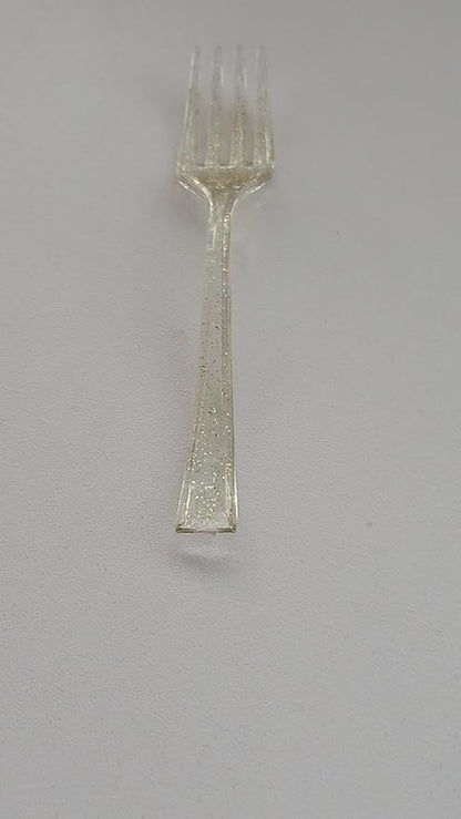 Gold Glitter Premium Quality Mini Forks, 20 Count