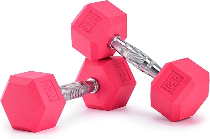 Portzon Weights Dumbbells Red Colors Compatible with Set of 2 Neoprene/Rubber Dumbbells,1-15 LB, Anti-Slip, Anti-roll, Hex Shape