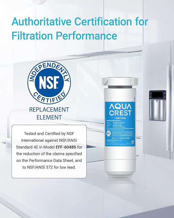 AQUA CREST XWF Replacement for GE XWF, NSF Certified Refrigerator Water Filter, 2 Filters