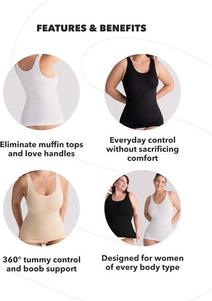 SHAPERMINT Compression Tank Cami - Tummy and Waist Control Body Shapewear Camisole for Women