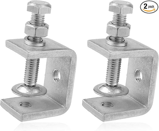 2 Pack 304 Stainless Steel Small C Clamps 1 Inch Mini C-Clamps Heavy Duty With Wide Jaw Opening for Woodworking and Welding Mounting (30mm)