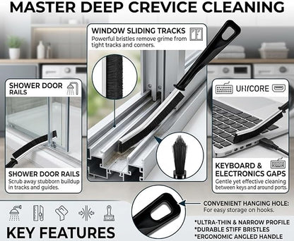 5 Pack Crevice Cleaning Brush, Heavy Duty Thickened Gap Brush, Hard Bristle Slim Cleaning Tool for Window Track, Bathroom Tile, Kitchen Sink