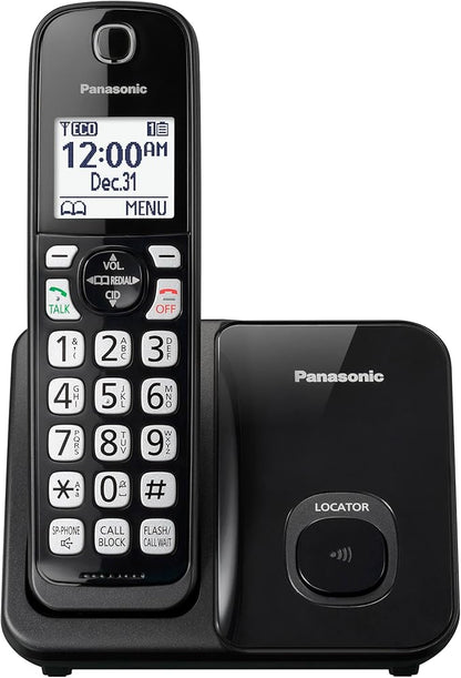 Panasonic Cordless Phone System, Expandable Home Phone with Call Blocking, Bilingual Caller ID and High-Contrast Display, 1 Handset - KX-TGD610B (Black)
