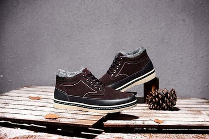 Men's Winter Cold Weather Shoes Outdoor Warm Fur Lining Suede Leather Lightweight Walking Boots