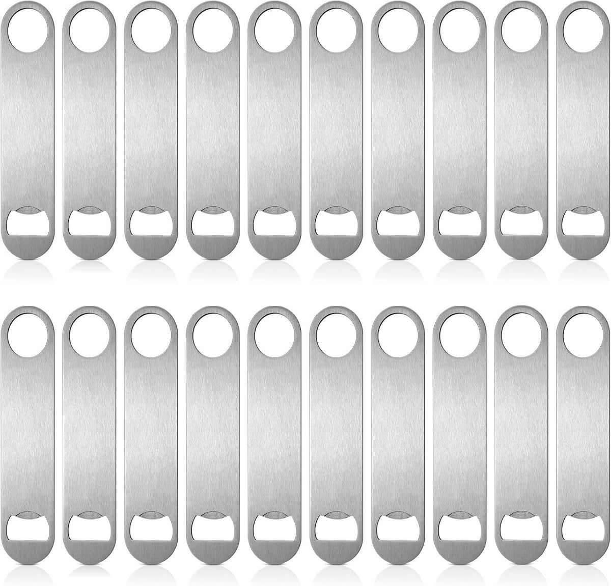 Pack of 20 Flat, Stainless Steel Beer Openers Sublimation Bottle Opener Blanks Heavy Duty Bar Funny for Bartender, Men Women Kitchen Party Supplies, 7 Inch (Silver)