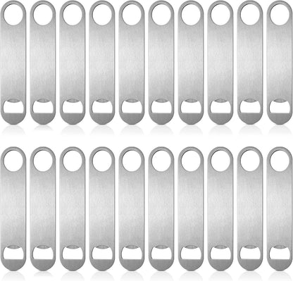 Pack of 20 Flat, Stainless Steel Beer Openers Sublimation Bottle Opener Blanks Heavy Duty Bar Funny for Bartender, Men Women Kitchen Party Supplies, 7 Inch (Silver)
