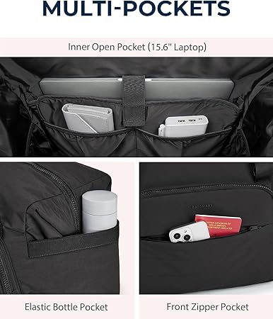 BAGSMART Travel Duffle Bag, Weekender Bags for Women Large Carry on Overnight Bag, Gym Bag with Trolley Sleeve, Personal Item Travel Bag Workout Dance Bag, Black