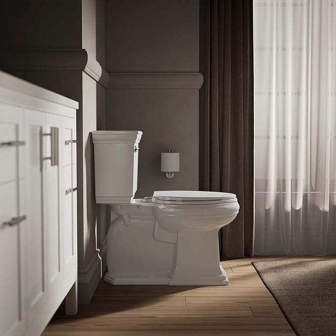 Kohler K-20110-0 Brevia Elongated Toilet Seat with Grip-Tight Bumpers, Quiet-Close Seat, Quick-Attach Hardware, White