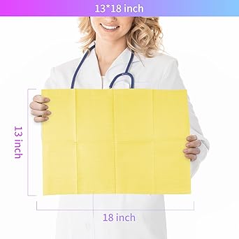 Disposable Patient Bibs 60 PCS Waterproof Tattoo Bib 3 Ply Tissue Napkins, Annhua Dentist Bibs Tattoo Tray Covers Lap Cloths - Sturdy and Leakproof - Yellow