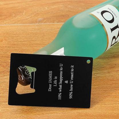 Wallet Bottle Opener, Cool & Funny Card Size Party Wedding Favors Beer Bottle Opener for Guest,Stainless Steel (2pcs-Black