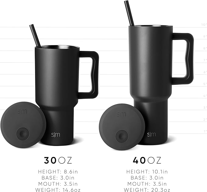 Simple Modern 40 oz Tumbler with Handle and Straw Lid | Insulated Reusable Stainless Steel Water Bottle Travel Mug Cupholder Use | Gifts for Women Men Him Her | Trek Collection | 40oz | Rose Plum