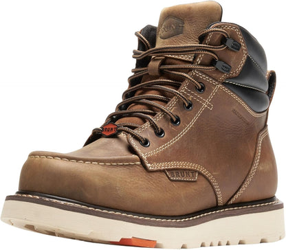 Welted (Soft Toe) - 6" Waterproof Moc Toe Wedge Work Boot - Goodyear Welt Construction - EH & ESR Rated - Oil & Slip Resistant - Adjustable Width System