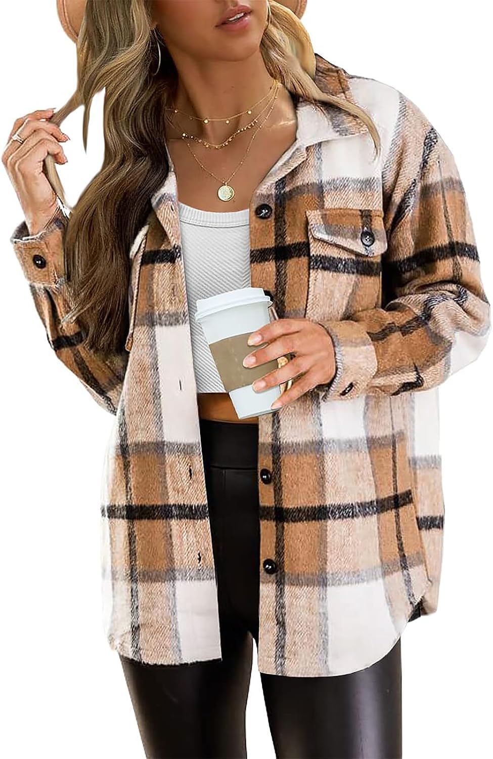 Shackets for Women Plaid Flannel Shirts Fall Winter Jackets Cute Tops Trendy Western Cowgirl Outfits Girls Coats