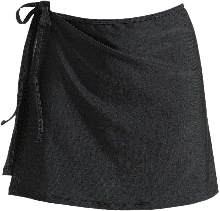 Women's Overlapped Side Tie Wrap Skirt Swimwear Tankini Bikini Cover-up | Tummy Control Adejustable Wrapped Swim Skirt No Brief
