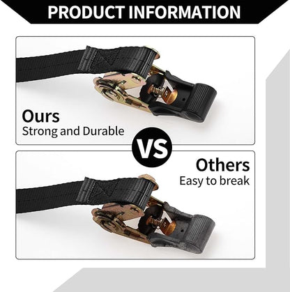 Ratchet Tie Down StrapsHeavy Duty Tensioning Belts Motorcycle Trailer Trucks CargoAdjustable 800kg 1"x 10'  1 Pcs Black