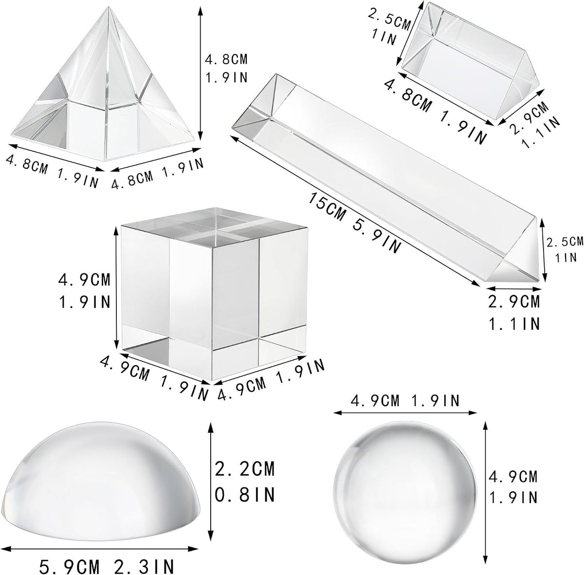QFkris K9 Optical Crystal Photography Prism Set, 5 Pack