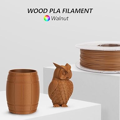 AMOLEN Dark Walnut Wood 3D Printter Filament 1.75mm -0.02mm PLA 3D Printing Filament Wood pla Filament with Real Wood Fiber Wood Texture Filament,1KG