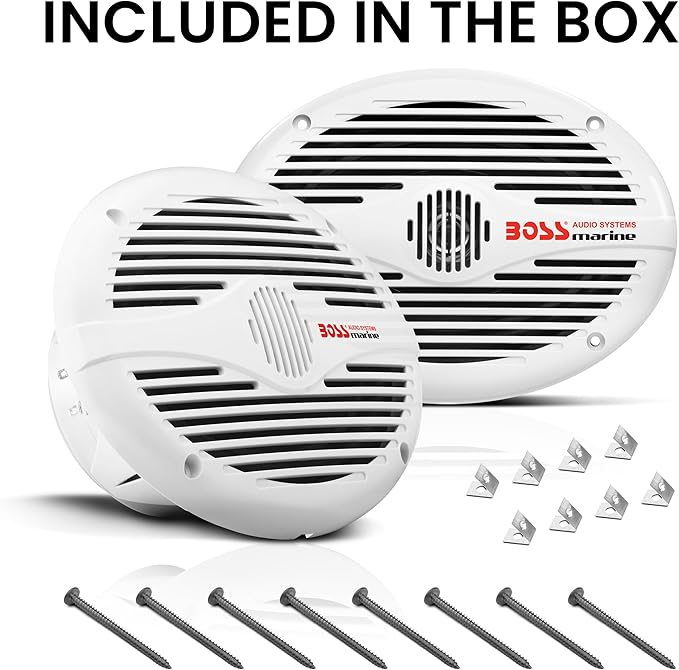 BOSS Audio Systems MR690 6x9 Inch Marine Speakers - 350 Watts Per Pair, Coaxial, 2 Way, Full Range, 4 Ohms, Weatherproof