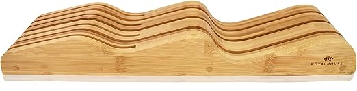 ROYALHOUSE Bamboo Knife Block Holder, In-Drawer Knife Drawer Organizer, Perfect for Home and Chefs, Premium Knife Holder, Gift for Any Occasion and Housewarming, Knives Not Included