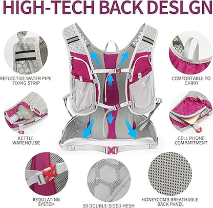 Hydration Pack Backpack, Lightweight Water Backpack with 2L Leakproof Hydration Bladder Daypack for Men Women,Running Hydration Vest for Outdoor Trail